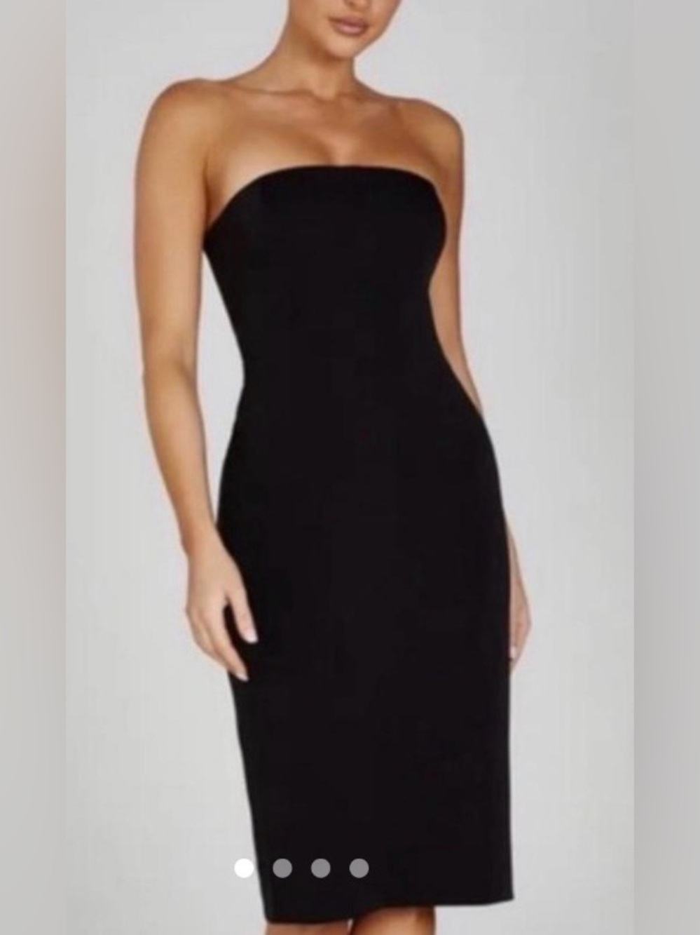 MESHKI Dress NWT Marianne Strapless Crepe Midi Black XS / S Sexy Cocktil Satin